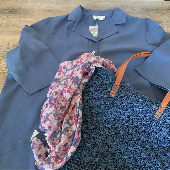 Ulla Popken Dusty Blue Linen Relaxed Fit Shirt 20/22 - Picture 16 of 16